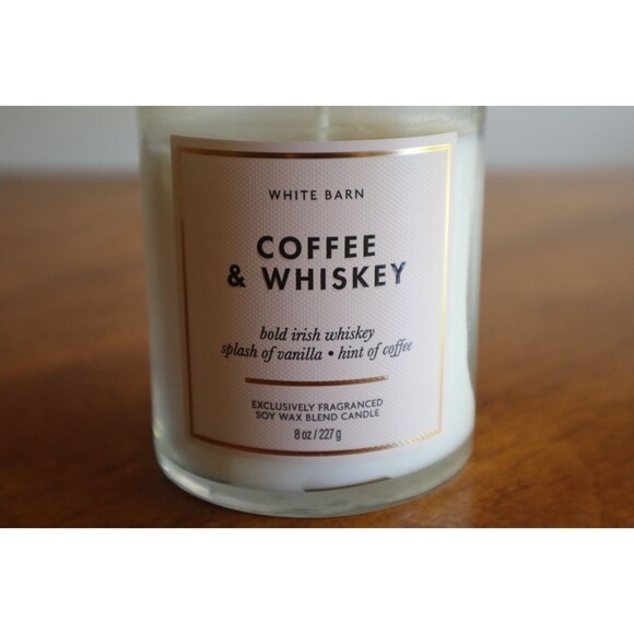 Lot of 2 Bath & Body Works White Barn COFFEE & WHISKEY Single Wick Candles 8 oz - Picture 4 of 11